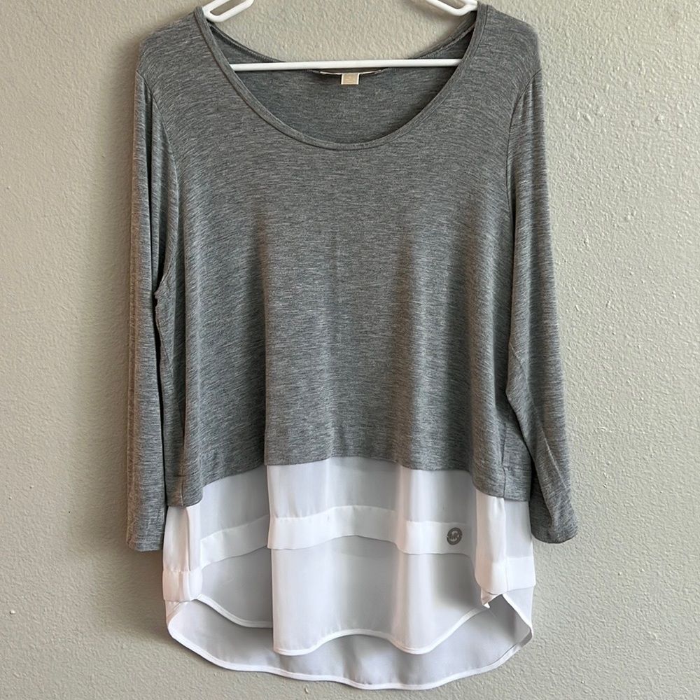 MICHAEL Michael Kors Gray and White Layered Blouse